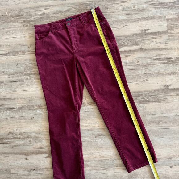 Talbots Women’s Corduroy Straight Leg Pants Red Size 14P High Rise Stretch - Picture 8 of 9